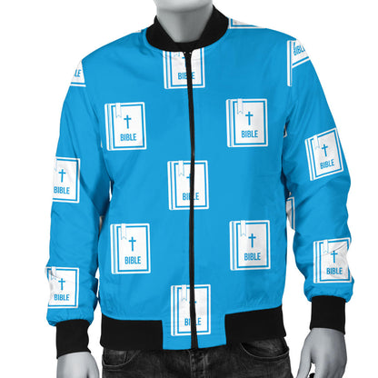 Bible Pattern Print Design 02 Men Bomber Jacket