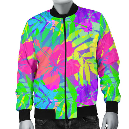 Neon Tropical Pattern Print Design A03 Men Bomber Jacket