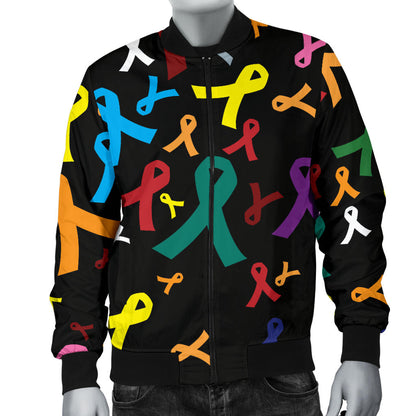 Cancer Awareness Pattern Print Design 03 Men Bomber Jacket