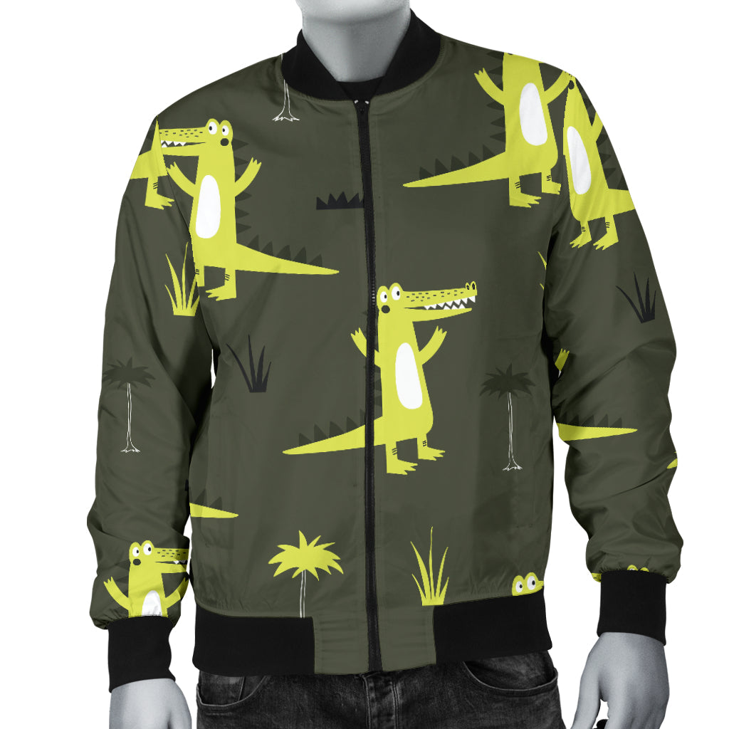 Alligator Pattern Print Design 05 Men Bomber Jacket