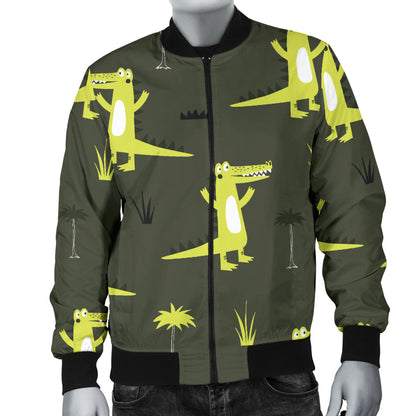 Alligator Pattern Print Design 05 Men Bomber Jacket