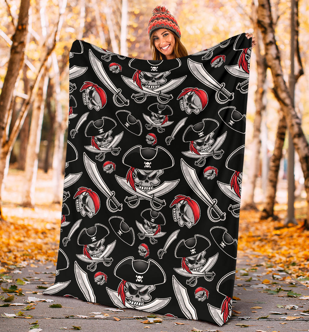 Pirate Pattern Print Design A05 Premium Blanket