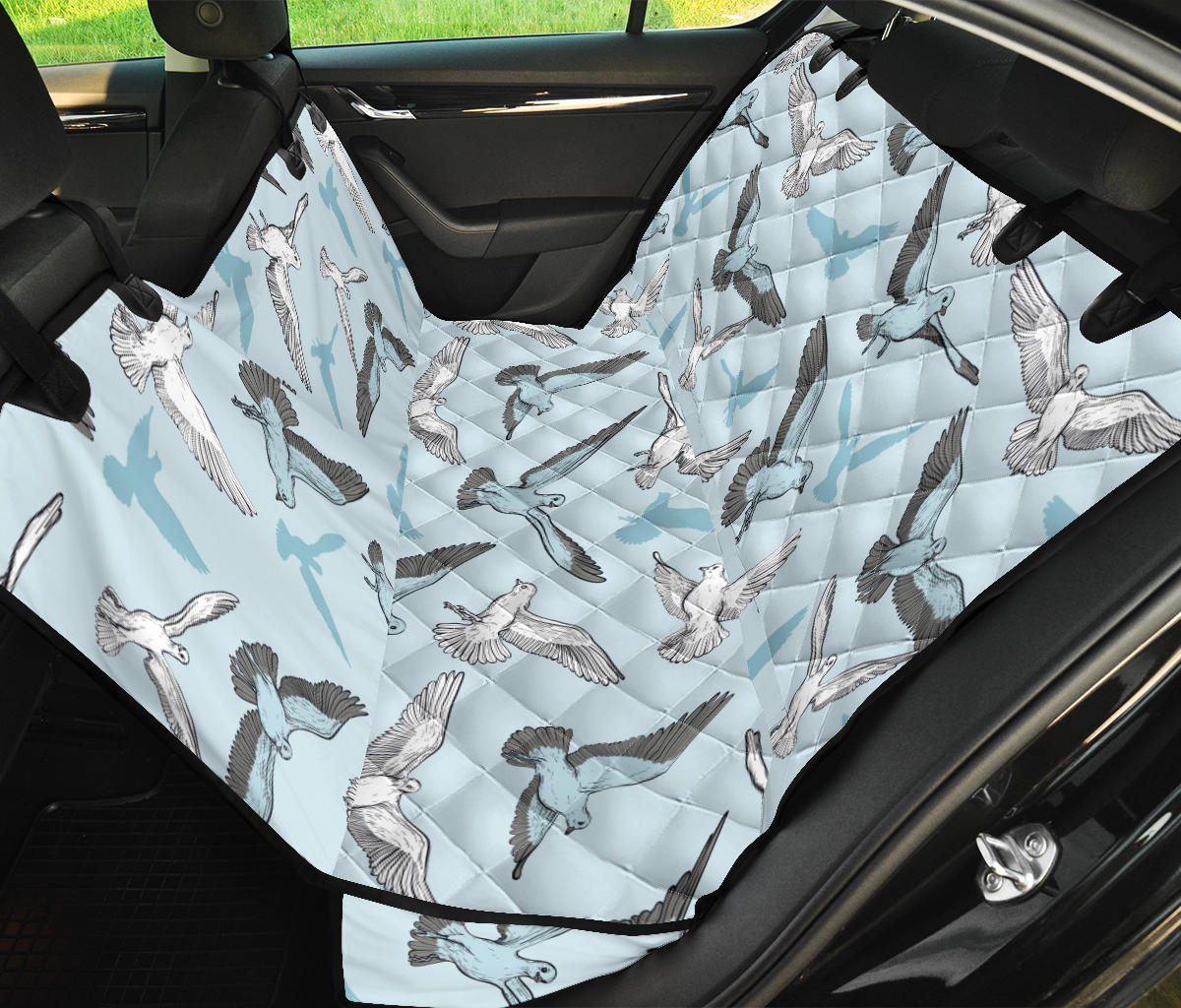 Pigeon Pattern Print Design 03 Rear Dog Car Seat Cover Hammock