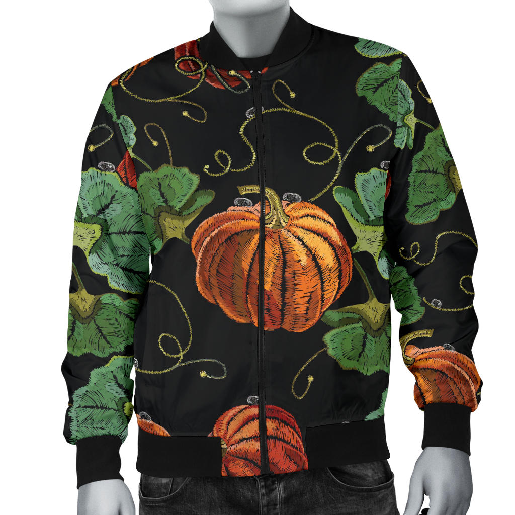 Pumpkin Pattern Print Design A02 Men Bomber Jacket