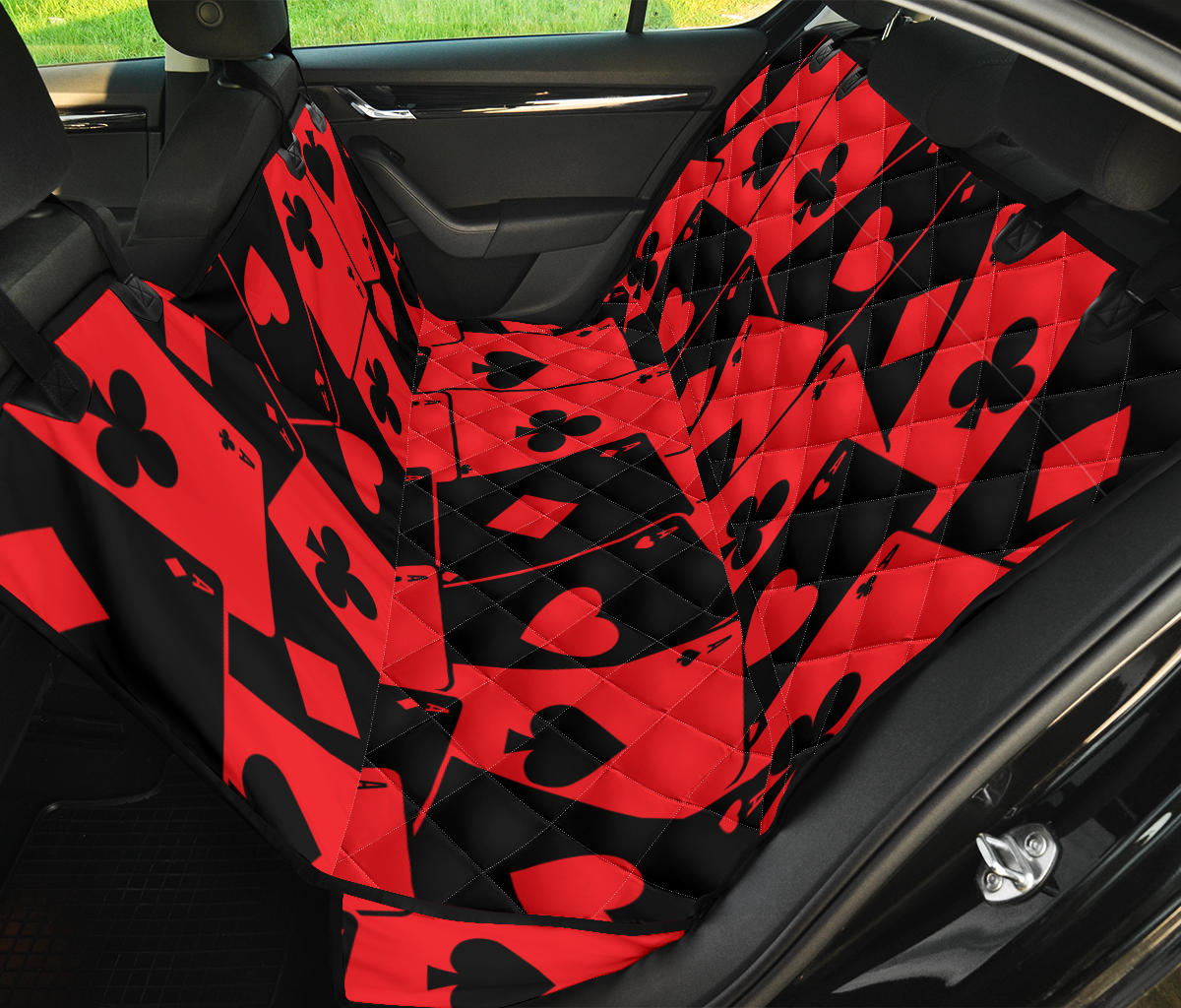 Poker Cards Pattern Print Design A01 Rear Dog Car Seat Cover Hammock