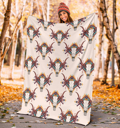 Buffalo Head Pattern Print Design 02 Premium Blanket