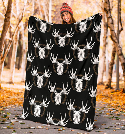 Moose Pattern Print Design 02 Premium Blanket