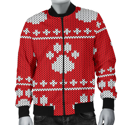 Knit Paw Pattern Print Design 03 Men Bomber Jacket