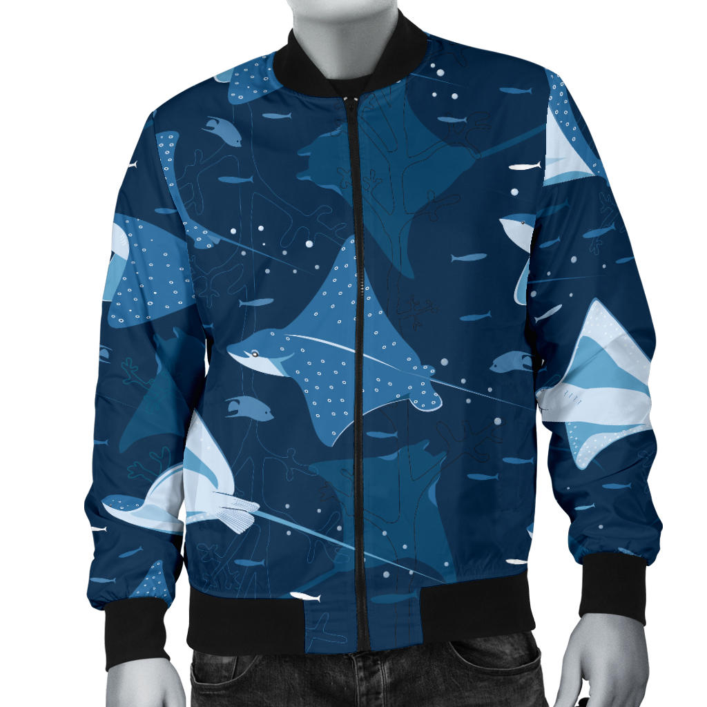 Manta Ray Pattern Print Design 02 Men Bomber Jacket