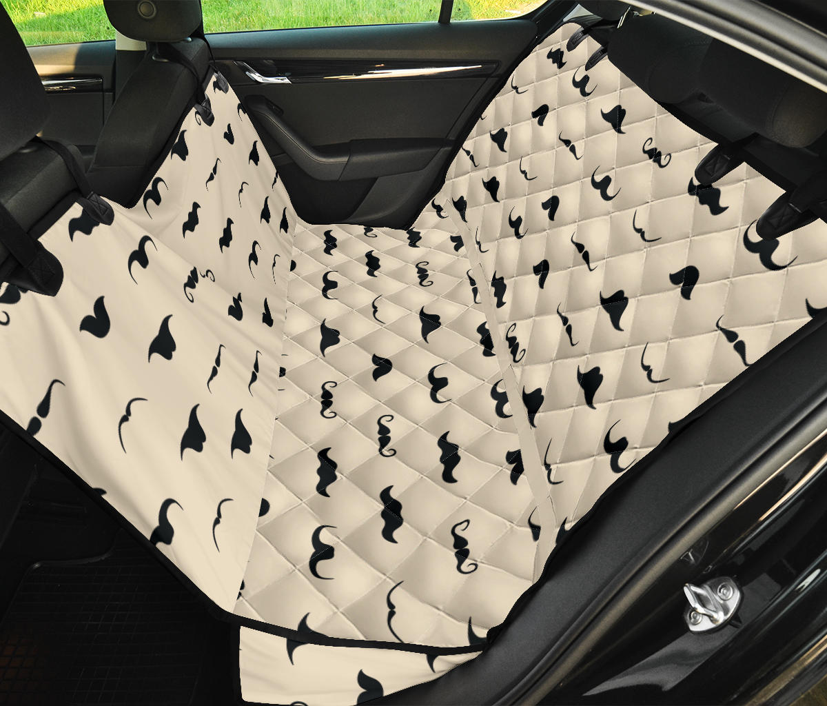 Mustache Pattern Print Design A03 Rear Dog Car Seat Cover Hammock