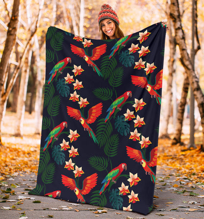 Macaw Pattern Print Design 02 Premium Blanket