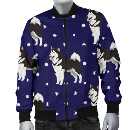 Alaskan Malamute Pattern Print Design 04 Men Bomber Jacket
