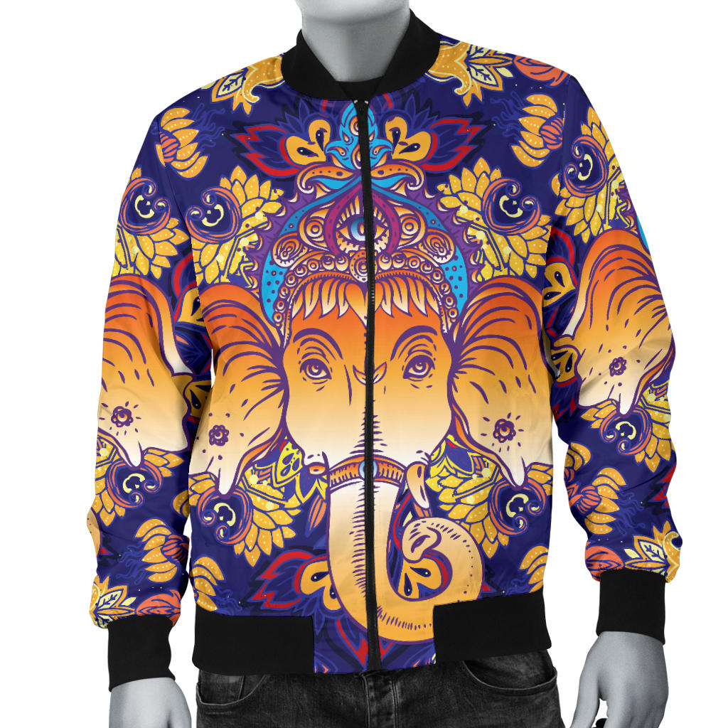 Ganesha Pattern Print Design 01 Men Bomber Jacket