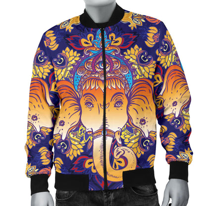 Ganesha Pattern Print Design 01 Men Bomber Jacket