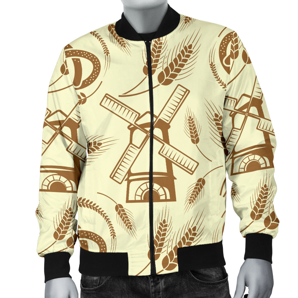 Agricultural Windmills Print Design 03 Men Bomber Jacket