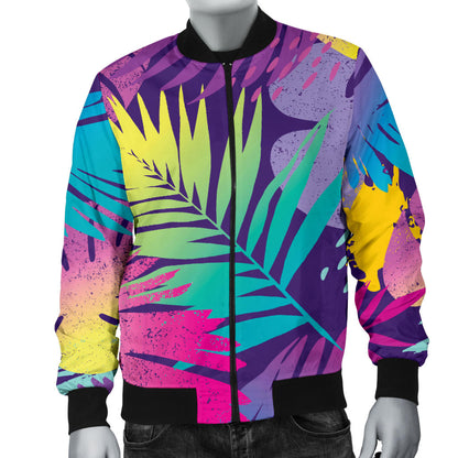Palm Leaf Pattern Print Design A04 Men Bomber Jacket