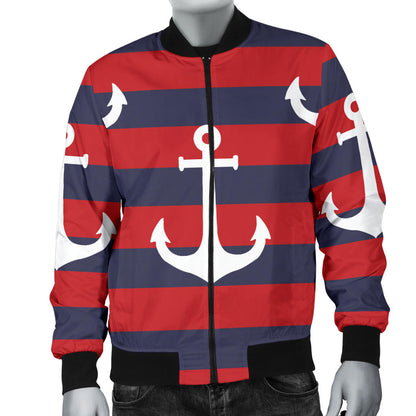 Nautical Pattern Print Design A05 Men Bomber Jacket