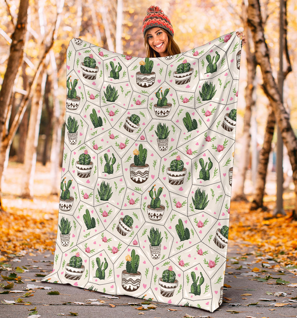 Cactus Pattern Print Design 04 Premium Blanket