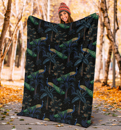 Rainforest Peacock Pattern Print Design A04 Premium Blanket