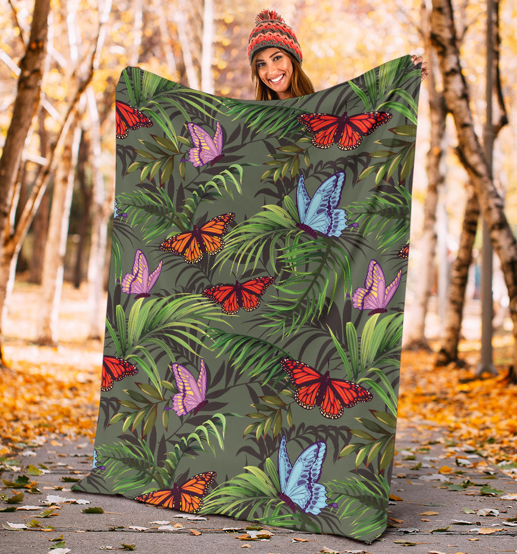 Monarch Butterfly Pattern Print Design 04 Premium Blanket