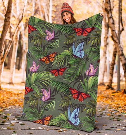 Monarch Butterfly Pattern Print Design 04 Premium Blanket