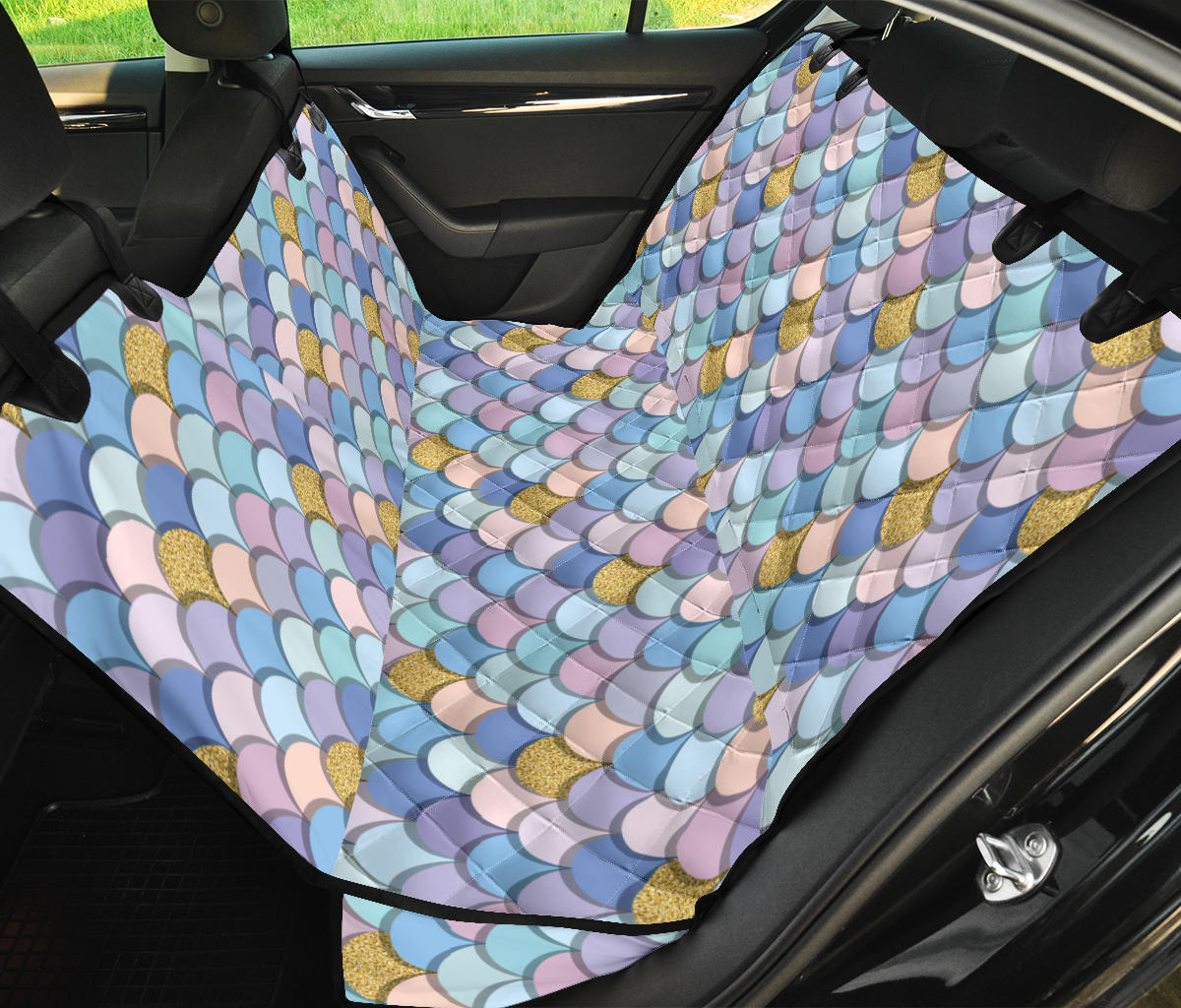 Mermaid Scales Pattern Print Design 05 Rear Dog Car Seat Cover Hammock