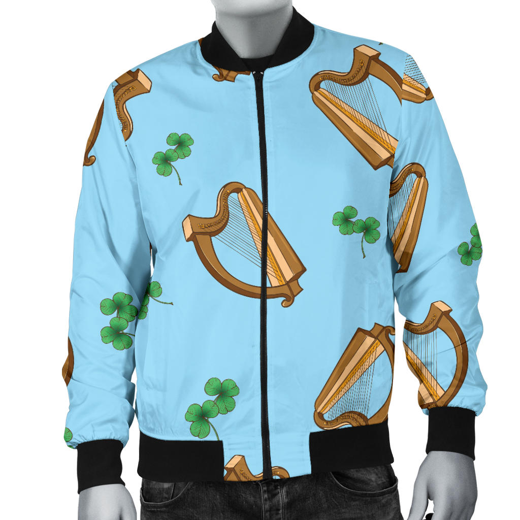 Harp Pattern Print Design 01 Men Bomber Jacket