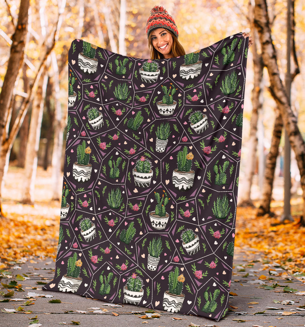 Cactus Pattern Print Design 03 Premium Blanket