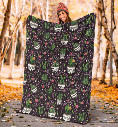 Cactus Pattern Print Design 03 Premium Blanket