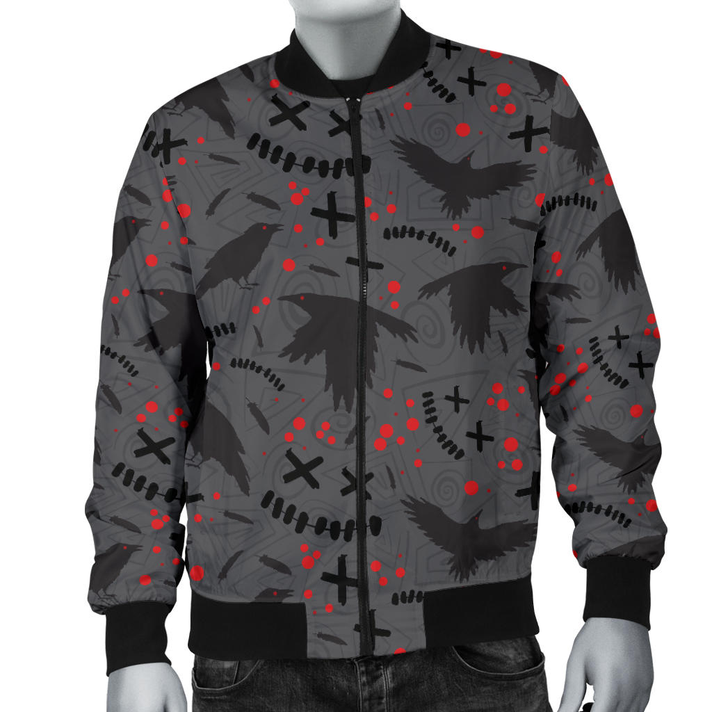 Crow Pattern Print Design 02 Men Bomber Jacket