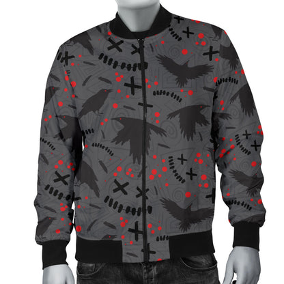 Crow Pattern Print Design 02 Men Bomber Jacket