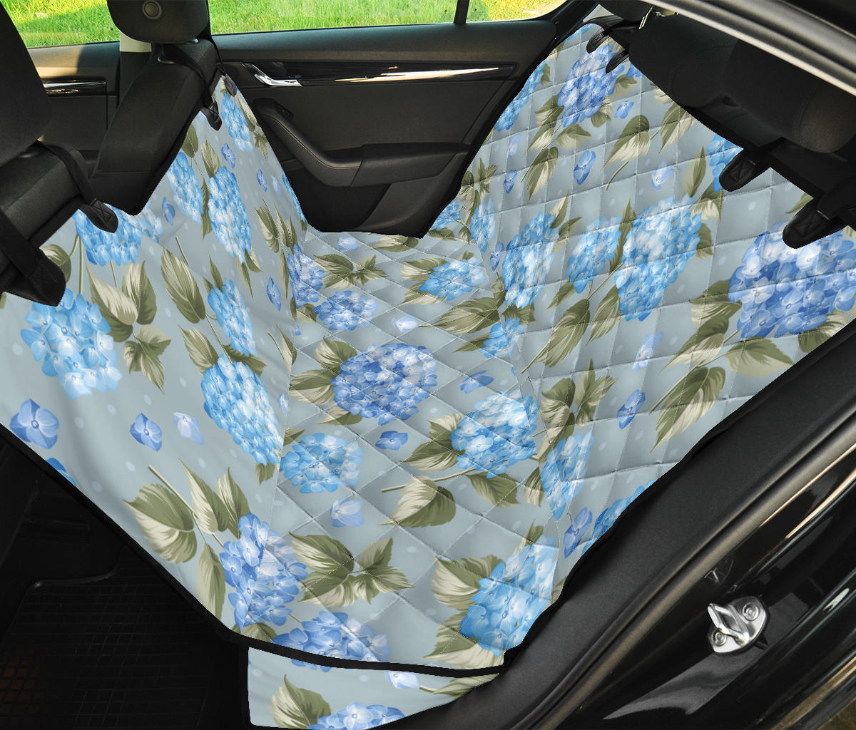 Hydrangea Pattern Print Design 01 Rear Dog Car Seat Cover Hammock
