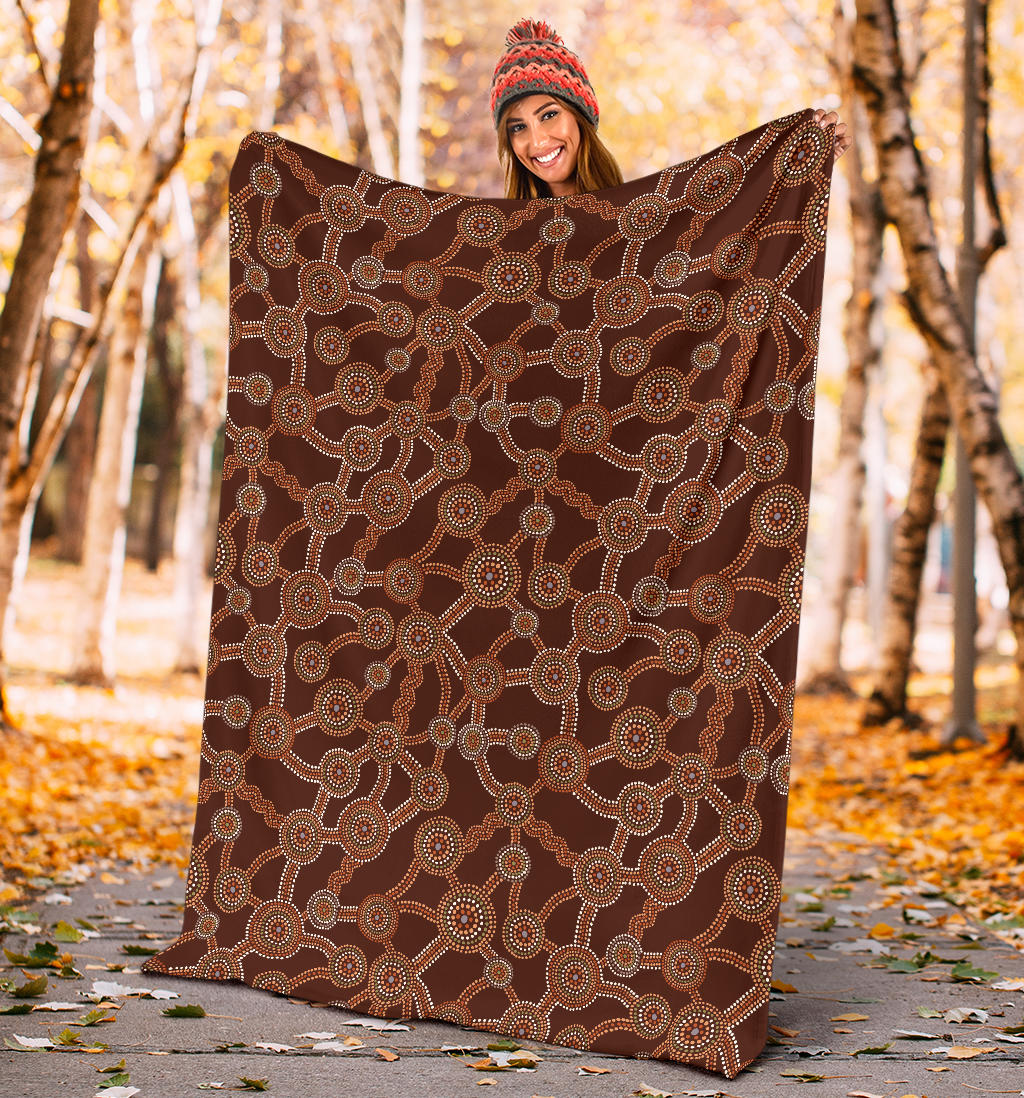 Aboriginal Pattern Print Design 03 Premium Blanket