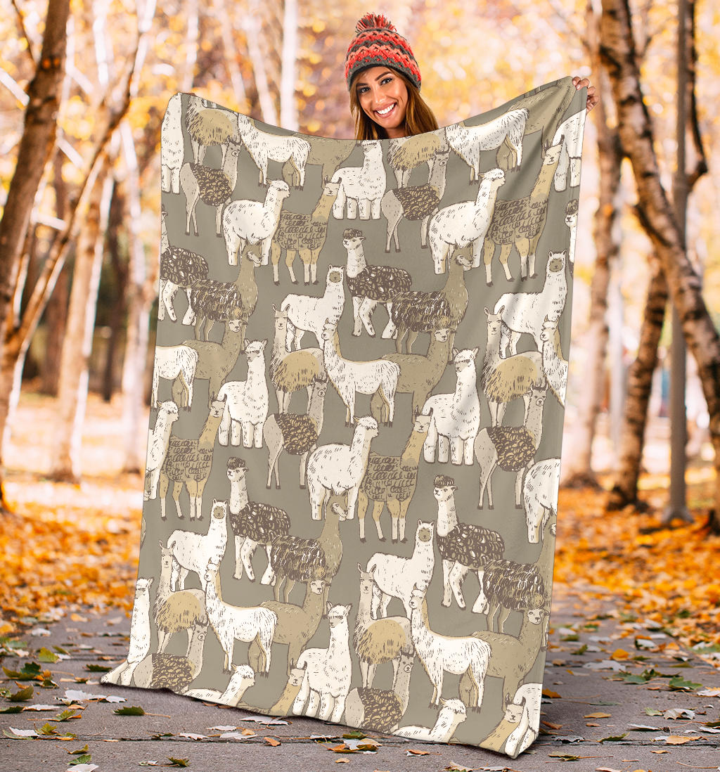 Alpaca Pattern Print Design 01 Premium Blanket