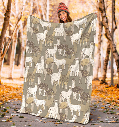 Alpaca Pattern Print Design 01 Premium Blanket