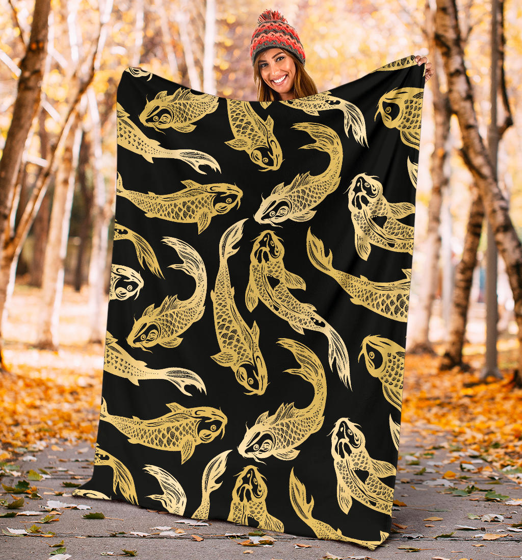 KOI Fish Pattern Print Design 03 Premium Blanket