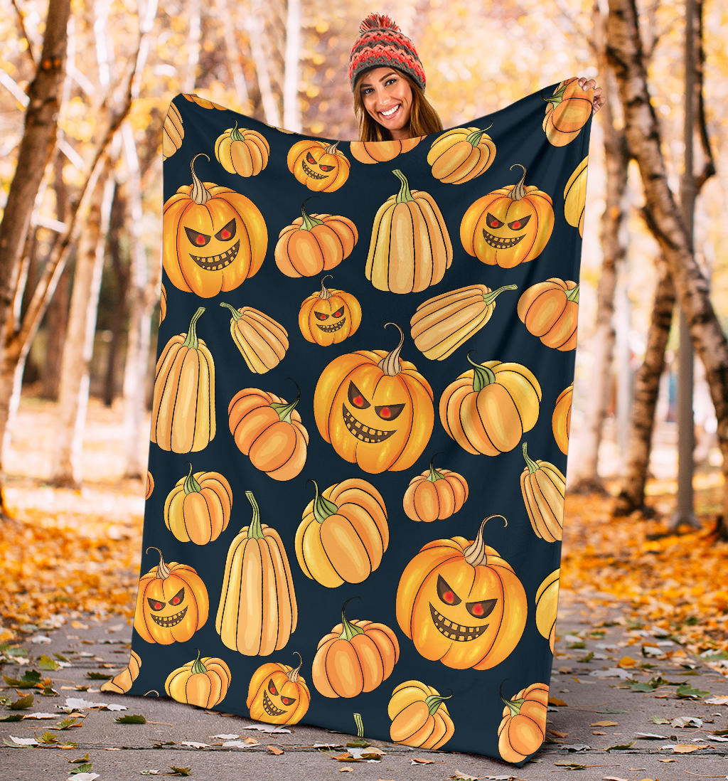 Pumpkin Halloween Pattern Print Design A04 Premium Blanket