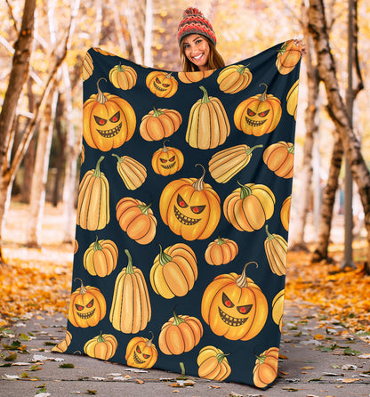 Pumpkin Halloween Pattern Print Design A04 Premium Blanket