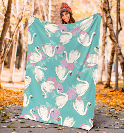 Swan Pattern Print Design 03 Premium Blanket