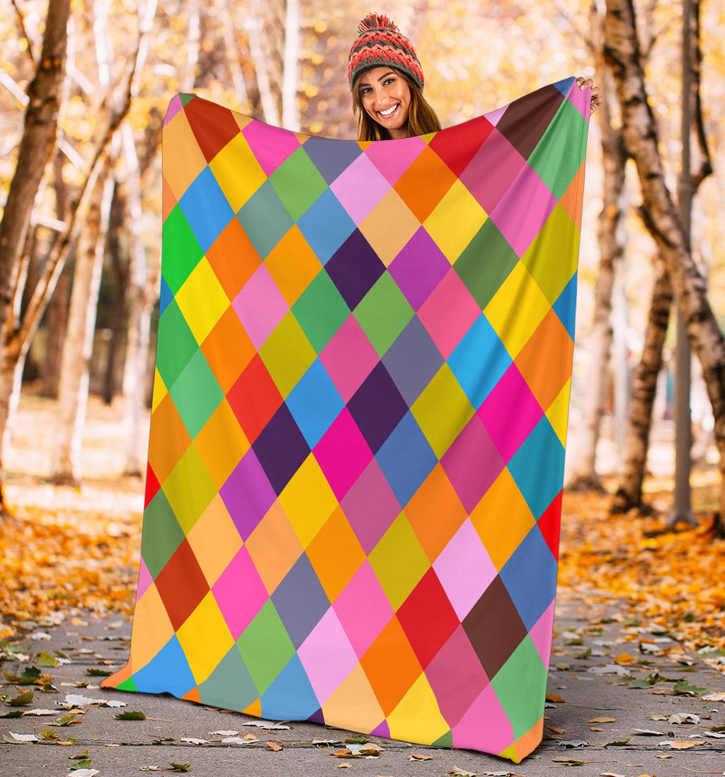 Harlequin Pattern Print Design 02 Premium Blanket