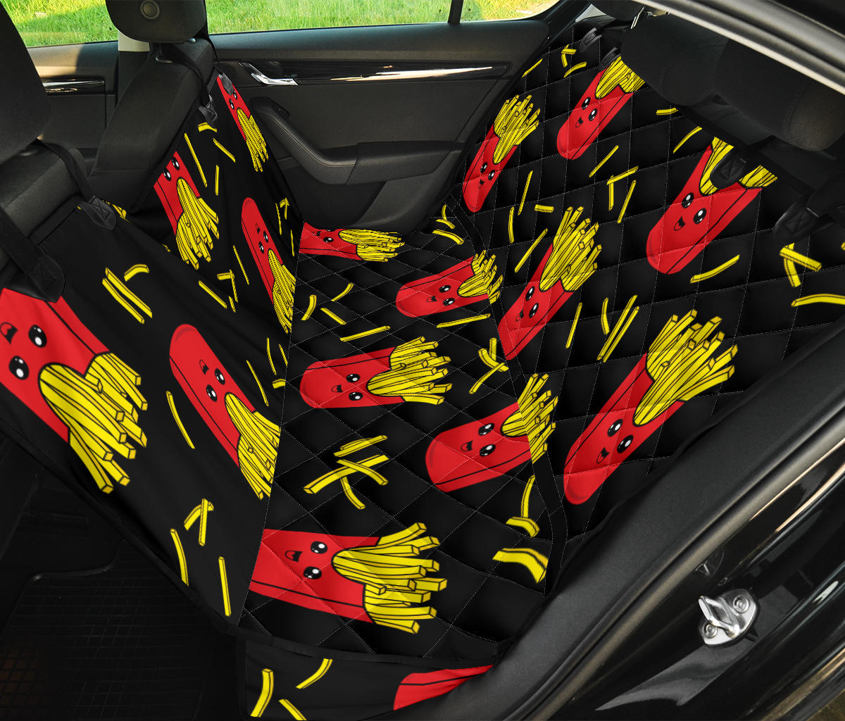 French Fried Pattern Print Design 03 Rear Dog Car Seat Cover Hammock
