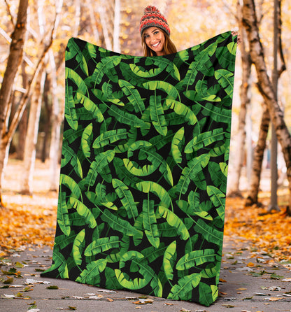 Banana Leaf Pattern Print Design 02 Premium Blanket