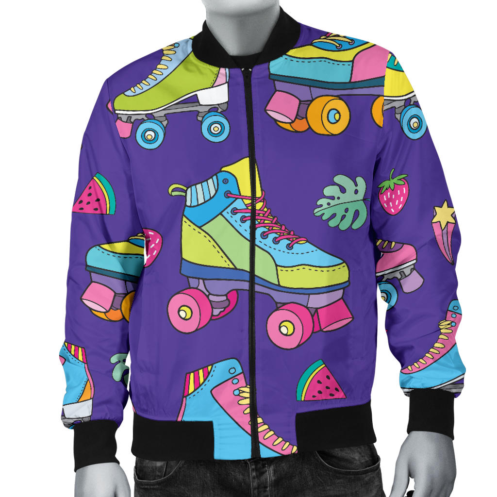 Roller skate Colorful Pattern Print Design A05 Men Bomber Jacket