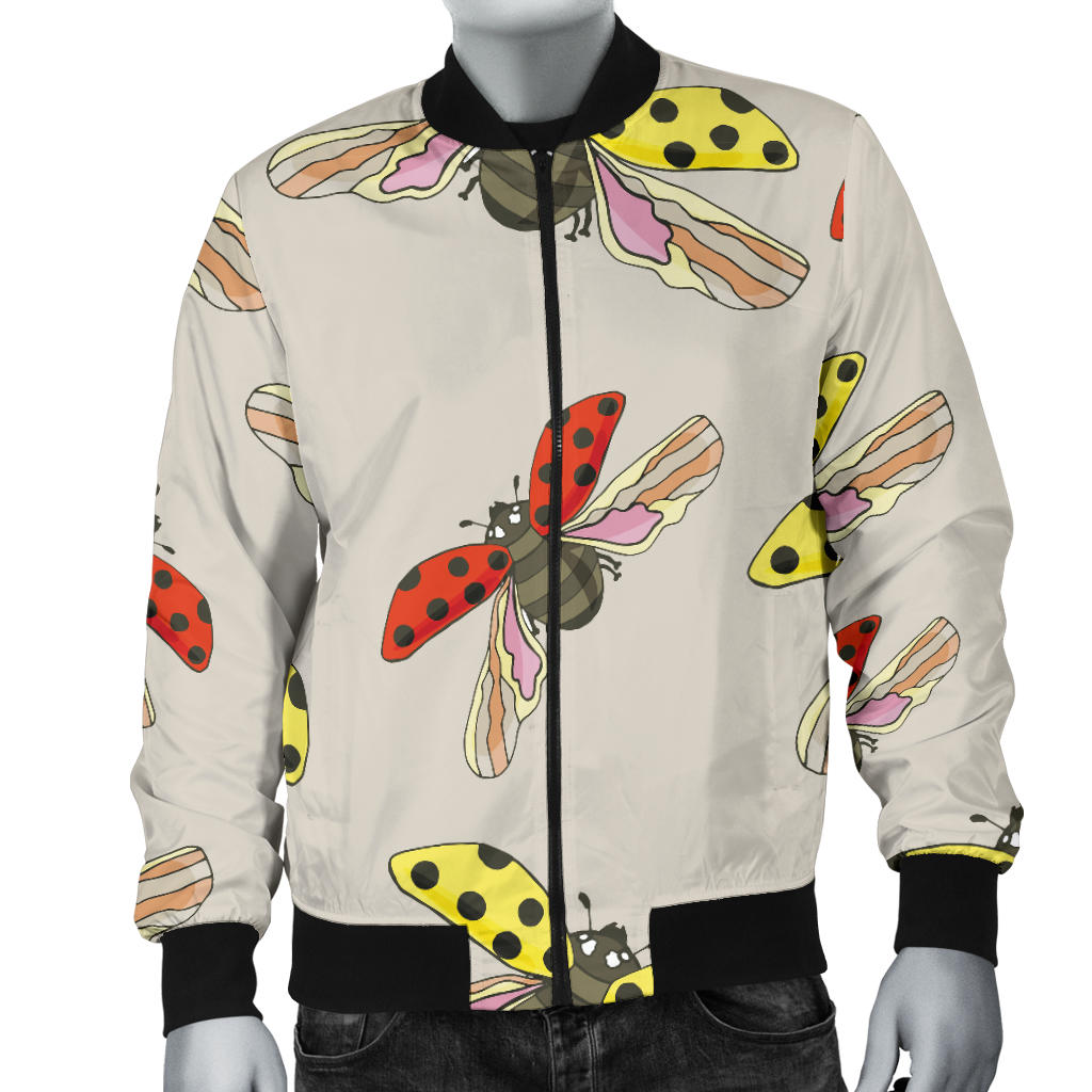 Ladybug Pattern Print Design 04 Men Bomber Jacket
