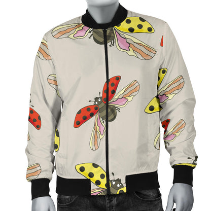 Ladybug Pattern Print Design 04 Men Bomber Jacket