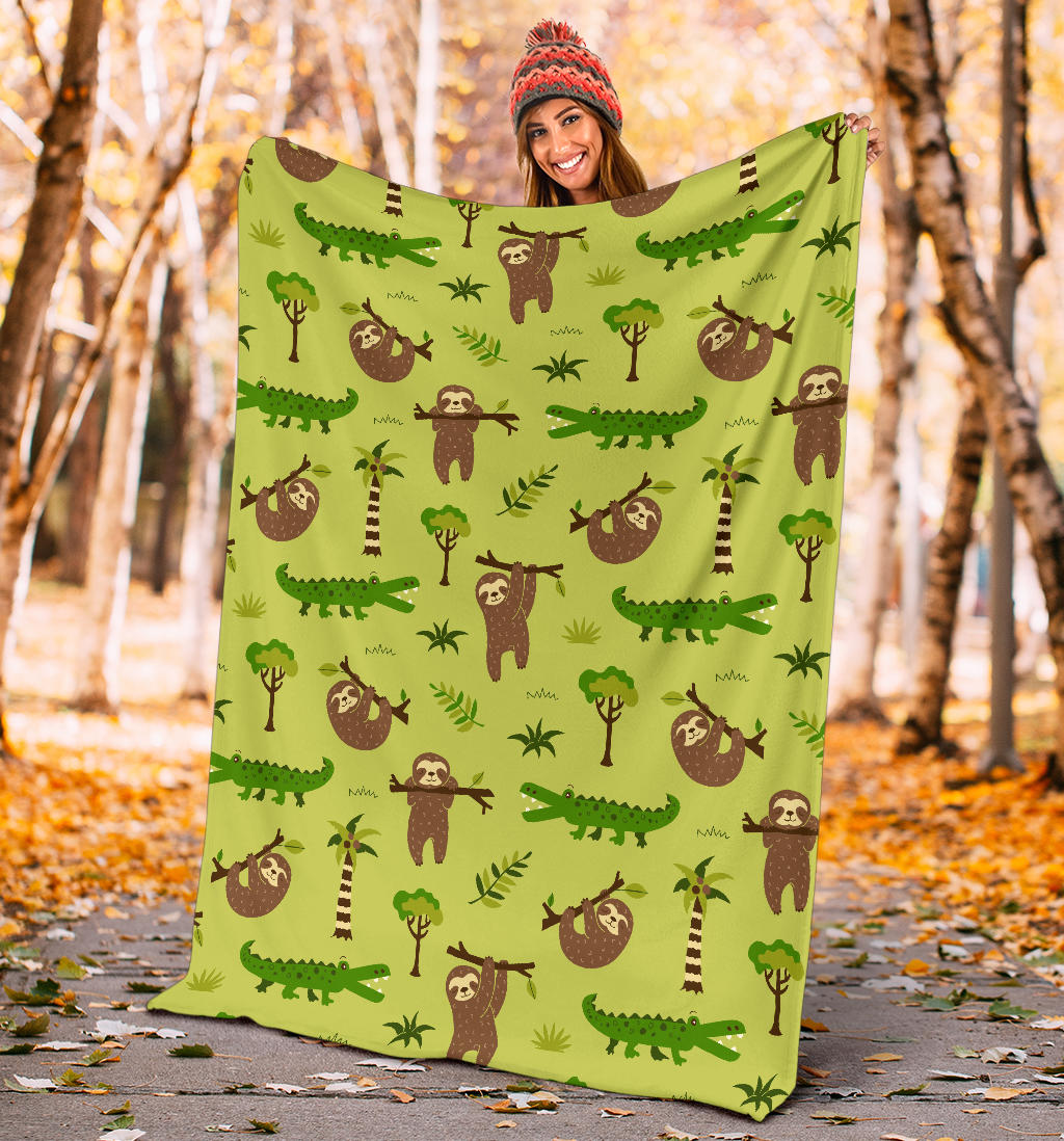 Alligator Pattern Print Design 04 Premium Blanket