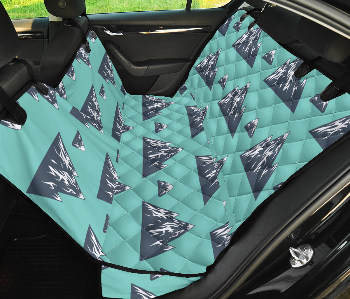 Mountain Pattern Print Design 01 Rear Dog Car Seat Cover Hammock
