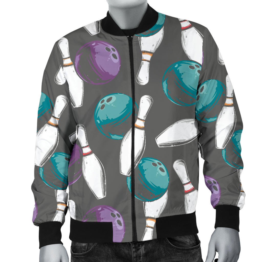 Bowling Pattern Print Design 03 Men Bomber Jacket