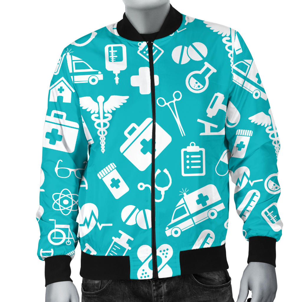 Medical Pattern Print Design 04 Men Bomber Jacket