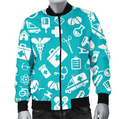 Medical Pattern Print Design 04 Men Bomber Jacket